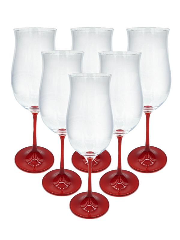 Helen Red Wine Glasses, 24K Platinum, Set of 6 - Glazze Crystal Glassware