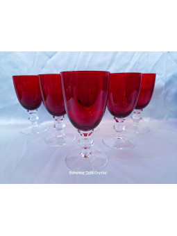 Vaso con pie rojo 110 ml, 6...