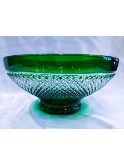 Bol en verre taillé vert 25 cm