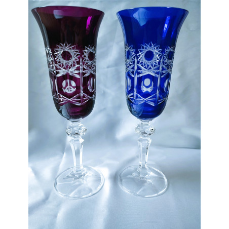 Bohemia Crystal glasses Alexandra black with ornaments 60 ml, 2 pcs