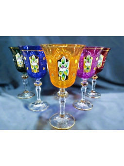 Colorful wine glasses gold...