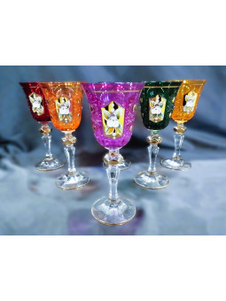 Colorful liqueur glasses,...