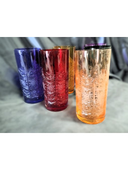 Colored water glasses,...