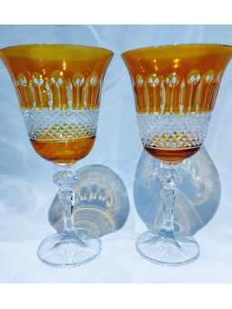 Cut colored wine glasses, 2...