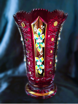 Cut colored vase with a...